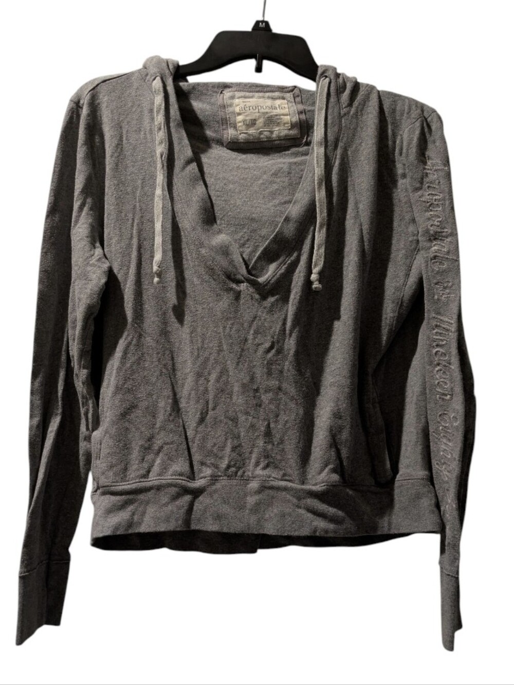 Aeropostale Gray V-Neck Hooded Pullover